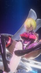 3d alternate_costume armor ass bare_shoulders before_and_after blonde_hair breast_expansion breasts choker clothed_exposure corruption dark_skin english_text evil_smile fate/grand_order fate_(series) female_only femsub footjob gloves glowing hair_covering_one_eye high_heels huge_breasts koikatsu! large_ass mashu_kyrielight midriff navel nipples opera_gloves penis pink_eyes posing qos see-through shield simple_background sitting smile solo spread_legs taihou1944 tattoo text thighhighs thighs transformation