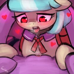  animals_only blue_hair coco_pommel cunnilingus drool female_pov femsub heart heart_eyes hooves horse lumineko multicolored_hair my_little_pony open_mouth oral pov pov_dom pussy_juice short_hair straight-cut_bangs symbol_in_eyes tongue tongue_out twilight_sparkle white_hair yuri 