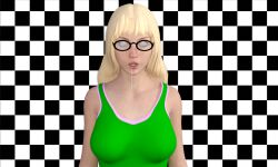 3d blonde_hair breasts cat_nap_(hypnolordx) drool female_only femsub glasses open_mouth original solo spiral_eyes symbol_in_eyes theheckle