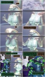  3d alien androgynous_dom becca_(thalarynth) bunny_girl comic evil_smile femsub furry kathy_(thalarynth) original possessed_becca_(thalarynth) possession scalie scared snake_girl speech_bubble stasis_tank tammy_(thalarynth) text thalarynth_(manipper) thought_bubble 