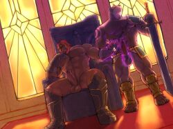 abs beard boots bottomless erection furry ganondorf gloves happy_trance hyenaface link looking_at_viewer magic magicjob male_only maledom malesub muscle_boy nintendo nude penis red_hair sitting standing standing_at_attention sword the_legend_of_zelda topless twilight_princess yaoi