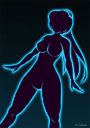 breasts female_only gradient_background hadant hair_growth large_breasts long_hair magic sailor_mercury sailor_moon_(series) signature simple_background solo transformation watermark