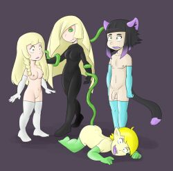 all_fours anal androgynous black_hair blonde_hair bottomless brain_injection breasts cat_boy cat_ears cleavage erect_nipples erin_(concon18) femdom femsub gloves green_eyes happy_trance large_breasts latex lillie_(pokemon) link lusamine malesub monster mr.h multicolored_hair nintendo nude open_mouth opera_gloves original penis pokemon pokemon_sun_and_moon pussy sex standing standing_at_attention tentacle_sex tentacles the_legend_of_zelda thighhighs tongue tongue_out topless twintails