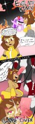  absurdres after_fellatio after_sex armor artifact_the_fox bad_end balls boots breasts brown_hair bunny_girl cat_girl censored clothed color comic corruption covered_with_cum cum cum_in_mouth cum_on_body cum_on_breasts cum_on_face erection eyelashes fellatio femsub fox_boy furry gameoverse gauntlets gloves glowhorn glowhorn_(glowhorn) goggles goggles_on_head happy_trance horns kaboodle_(gameoverse) kit_bodega_(gameoverse) kneeling large_breasts large_penis leash licking looking_at_viewer magic maledom netorare nude open_mouth oral original penis pink_eyes precum red_eyes robot sex sharp_teeth shirt shoes simple_background sketch tongue tongue_out veins 