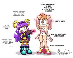  animal_ears breasts female_only femdom femsub furry honeymakesart mina_mongoose nude purple_hair red_eyes sonic_the_hedgehog_(series) tech_control vanilla_the_rabbit 