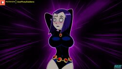  animated animated_gif blush breasts dancing dc_comics grey_skin large_breasts meme purple_hair raven spiral_eyes teen_titans thick_thighs uzzi-ponydubberx 