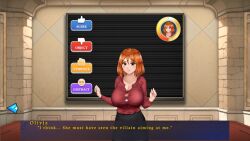  breasts brown_eyes female_only gameplay_mechanics huge_breasts olivia_(spiral_clicker) orange_hair spiral_clicker tagme xvein 