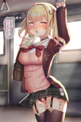  altered_common_sense blonde_hair blush body_writing breasts female_only femsub happy_fun huge_breasts nijisanji open_mouth partially_translated pink_eyes prostitution sara_hosikawa skirt solo text thighhighs thong translated virtual_youtuber 