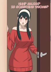 black_hair doggos_doujins long_hair red_eyes spy_x_family text yor_briar