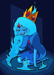 adventure_time alternate_color_scheme alternate_costume alternate_hair_color blue_skin crown discount_supervillain femsub flame flame_princess happy_trance hypnotic_accessory monster_girl smile solo