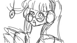  bangs clothed coin crossed_eyes drool female_only femsub glasses greyscale heart_eyes letterabcd long_hair monochrome open_mouth original pendulum ponytail ring_eyes simple_background sketch solo straight-cut_bangs transparenttexture white_background 