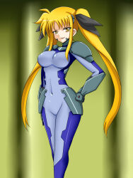 breasts ebako evil_smile fate_testarossa large_breasts magical_girl_lyrical_nanoha ring_eyes smile symbol_in_eyes twintails