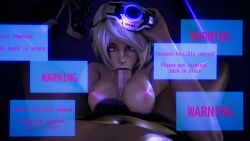  3d blowjob_face bottomless breasts empty_eyes fellatio femsub glowing glowing_eyes honey_select_2 looking_at_viewer maledom nier_automata nude ob_sidian on_back oral paizuri penis pov pov_dom red_eyes short_hair tech_control text topless visor white_hair yorha_no._2_type_b 