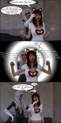 3d absurdres black_cat comic dialogue felicia_hardy female_only femsub headphones marvel_comics mary_jane_watson mask red_hair resisting super_hero tech_control text theheckle white_hair whitewash_eyes