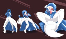  ahegao alternate_color_scheme blue_hair blush breast_expansion breasts eye_roll femsub furry gardevoir groping helixjack holding_breasts large_breasts latex living_costume malesub masturbation nintendo original pokemon simple_background tail tongue tongue_out transformation transgender 