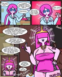  adventure_time altered_common_sense amnesia bimbofication body_writing brain_drain candy cartoon_network comic dialogue erect_nipples_under_clothes exhibitionism glasses hair_covering_both_eyes hypnotic_liquid kilroylucy18 lab_coat lipstick miniskirt outdoors paizufella paizuri penis pink_hair pink_skin princess_bubblegum prostitution self_hypnosis tattoo text 