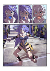 antenna blue_hair blue_skin breasts bug_girl cleavage comic female_only femdom femsub gloves happy_trance heterochromia kimujo_world large_breasts long_hair multicolored_hair open_mouth opera_gloves original pink_hair possession short_hair tongue tongue_out transformation unfocused_eyes wings