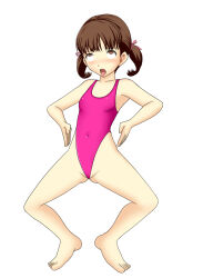 ahegao barefoot breasts brown_hair eye_roll haigure leotard loli nanako_dojima open_mouth persona_(series) persona_4 simple_background small_breasts spread_legs tongue tongue_out twintails