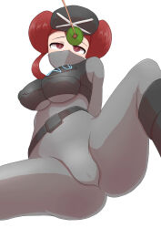  arms_behind_back bodysuit boots breasts brown_eyes brown_hair cameltoe coin crossed_eyes empty_eyes enemy_conversion erect_nipples erect_nipples_under_clothes face_mask female_only femsub grassvase_2 hair_buns hat huge_breasts mask nintendo no_panties pendulum pokemon pokemon_black_and_white_2 rosa_(pokemon) simple_background sitting solo spread_legs team_plasma team_plasma_grunt underboob uniform white_background 