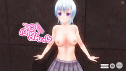 3d blue_eyes blue_hair breasts brown_hair business_suit comic crown dialogue femsub glasses hitori hypnotic_accessory jewelry original remote_control school_uniform short_hair skirt tech_control text topless underwear undressing