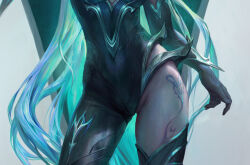 alternate_color_scheme alternate_costume body_markings corruption crossover femsub heart league_of_legends maledom nier_automata pale_skin possession ruination shixiang_zhao square_enix tattoo thigh_focus thighhighs thighs viego_(league_of_legends) yorha_type_a_no._2