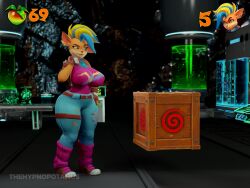  3d animal_ears animated ass_expansion bandicoot_girl box breast_expansion bucket_helmet crash_bandicoot_(series) furry huge_ass huge_breasts jeans resisting saluting sound tawna_bandicoot tech_control thehypnopotamus video video_game zombie_walk 
