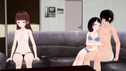  altered_common_sense angry black_hair blue_eyes bra brown_hair cheating cover femsub long_hair maledom multiple_girls multiple_subs netorare original panties short_hair underwear zenin1 