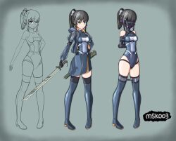  absurdres acmskoo3 arms_behind_back ball_gag bangs barcode bare_shoulders before_and_after black_hair bondage boots breasts dildo expressionless female_only femsub gag gas_mask green_background hair_ornament hand_on_hip harness headphones jacket leotard lineart looking_at_viewer mask original ponytail pussy_juice qr_code ribbon sequence signature simple_background skirt solo standing sword tech_control thigh_boots thighhighs vaginal vibrator visor weapon white_eyes yellow_eyes 