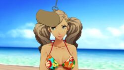 animated ann_takamaki bikini bikini_top blonde_hair blue_eyes femsub pendulum persona_(series) persona_5 smile spiral_eyes tagme video vynil