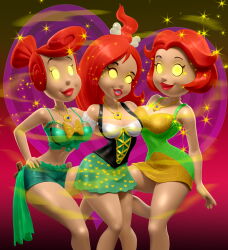  14-bis bare_shoulders cleavage femsub glowing_eyes hand_on_hip hanna_barbera happy_trance harem_outfit heart hourglass_figure hypnotic_accessory jane_jetson large_breasts long_hair magic midriff mother_and_daughter necklace pebbles_flintstone pink_lipstick ponytail red_hair red_lipstick short_hair single_hair_bun smile spiral the_flintstones the_jetsons waitress wilma_flintstone 