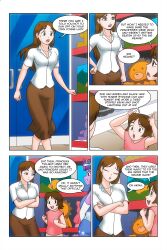 brown_eyes brown_hair comic crown dialogue dress equestria_girls large_breasts long_hair long_skirt mother_and_daughter multicolored_hair my_little_pony opera_gloves original princess purple_eyes story text twilight_sparkle wadevezecha western