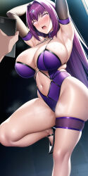  ai_art arms_above_head blush cell_phone cleavage fate/grand_order fate_(series) femsub gloves glowing_eyes high_heels huge_breasts large_hips long_hair looking_at_viewer manip misterman4_(manipper) open_mouth pole_dancing purple_hair scathach_(fate/grand_order) spiral_eyes spiralwash_eyes stable_diffusion_(ai) sweat tagme tech_control 