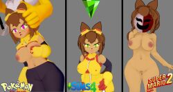  3d androgynous_dom atenea-01_(renegadex_99) breasts crossover crystal eye_color_change female_only femsub furry gameoverse green_eyes green_sclera grey_background holding_breasts hypno hypnotic_mask kit_bodega_(gameoverse) koikatsu! living_costume mask midriff multiple_methods_of_hypnosis navel nintendo nude phanto plumbob pokemon pokemon_(creature) pokemon_red_green_blue_and_yellow possession purple_eyes simple_background sims_4 super_mario_bros. super_mario_bros._wonder the_sims yellow_sclera yellow_skin 