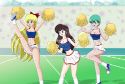 blonde_hair blue_hair brown_hair bulma_briefs cheerleader dlobo777 dragon_ball empty_eyes femsub happy_trance large_breasts long_hair ranma_1/2 sailor_moon_(series) sailor_venus short_hair ukyo_kuonji watermark