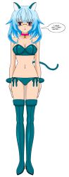  bell_collar blue_hair boots breasts collar empty_eyes expressionless fake_animal_ears fake_tail femsub infinite_stratos jimryu kanzashi_sarashiki large_breasts latex mewxxxx1_(manipper) short_hair standing standing_at_attention tech_control text 