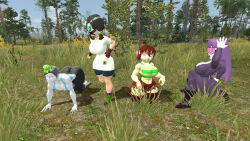  3d androgynous_dom ass bare_shoulders barefoot black_hair blackelerizo33 brain_slug breasts brown_hair chara_(undertale) clothed crossover dragon_ball dragon_ball_z feet female_only femsub gmod kneeling large_ass large_breasts lila_(sr_pelo) long_hair mask multiple_girls multiple_methods_of_hypnosis multiple_subs nintendo outdoors pants parasite pet_play purple_hair shirt shoes short_hair shorts sitting spooky_month squatting standing tech_control trees undertale videl visor white_skin wii_fit wii_fit_trainer 
