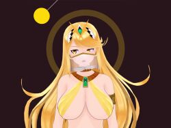  3d animated animated_gif blonde_hair dazed female_only femsub hair_ornament harem_outfit heavy_eyelids koikatsu! long_hair lunastra mythra_(xenoblade) nintendo veil xenoblade_chronicles xenoblade_chronicles_2 yellow_eyes 