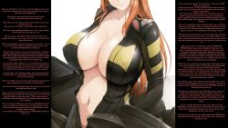 bodysuit breasts caption caption_only cleavage cum_drinking enemy_conversion erect_nipples femdom huge_breasts hypnotic_breasts khreissy_(manipper) male_pov manip motorcycle navel open_clothes orange_hair pov pov_sub red_hair smile solo text trigger