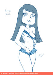 black_hair brittney_wong clothed_exposure disney drool female_only femsub fingering lingerie masturbation one_breast_out oozutsu_cannon sketch spiral_eyes star_vs_the_forces_of_evil symbol_in_eyes underwear undressing watermark western