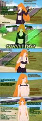  3d absurdres alternate_costume aura bare_shoulders birthday blush bottomless breast_grab breasts chicken_dance chicken_pose clothed complex_background crossed_eyes dialogue drool empty_eyes english_text expressionless female_only femdom femsub freckles holding_breasts hypnotic_light ishmael_(limbus_company) leaning_forward left_idling limbus_company liz_b long_hair midriff navel nude open_mouth orange_eyes orange_hair outdoors ponytail seductive_smile shrunken_irises sports_bra sportswear text topless trees watermark 