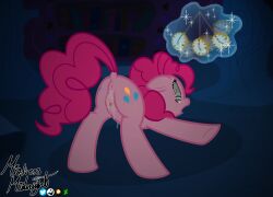 animals_only anus balloon mistressmidnight my_little_pony open_mouth pink_hair pink_skin pinkie_pie pocket_watch pussy pussy_juice spiralwash_eyes