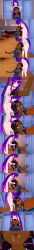  absurdres angry anoni_(anoni_hypno) anoni_hypno bikini bikini_bottom bikini_top black_hair blue_eyes choker closed_eyes confused dark_skin dialogue drool english_text eye_color_change female_only femdom femsub long_hair mous_carter_(anoni_hypno) multiple_girls one_eye_open original purple_eyes purple_hair school_swimsuit short_hair spiral spiral_eyes swimsuit symbol_in_eyes text twintails wet wink 