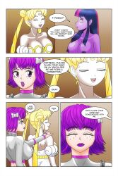  bare_shoulders blonde_hair blue_eyes comic discolored_nipples dress empty_eyes equestria_girls facial_markings femdom femsub freckles kimberly_smith_(daveyboysmith9) large_breasts long_hair midriff multicolored_hair my_little_pony original princess purple_eyes purple_hair purple_lipstick purple_skin sailor_moon sailor_moon_(series) short_hair smile story text topless twilight_sparkle twintails wadevezecha western whitewash_eyes 
