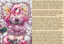 breasts caption caption_only clothed consensual dress emperpep femsub fluttershy hawkeye_(writer) horse_girl large_breasts long_hair male_pov maledom manip my_little_pony pet_play pink_hair pov pov_dom text wings