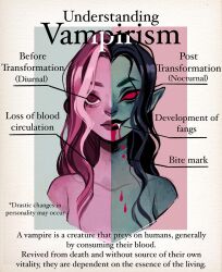 before_and_after bite_mark blood corruption evil_smile fangs feefal femsub lipstick monster_girl original red_eyes solo transformation vampire