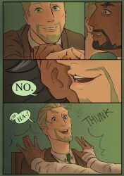 beard comic dark_skin elias_bouchard jonathan_sims laughing male_only maledom malesub resisting smile speech_bubble sweetmapple the_magnus_archives yaoi