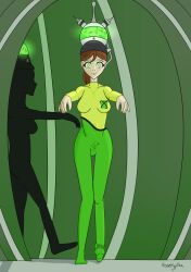  bulge empty_eyes glowing_eyes green_eyes helmet jimmy_neutron_(series) ponytail rosera yolkian 