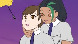  empty_eyes femdom florian_(pokemon) hypno malesub nemona_(pokemon) nintendo pendulum pokemon pokemon_scarlet_and_violet ring_eyes school_uniform screenshot 