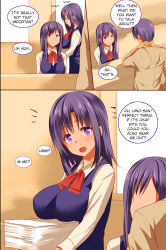 comic execio hard_translated long_hair original pi-ko purple_eyes purple_hair short_hair text translated