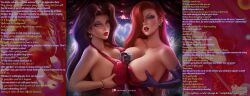  brown_hair disney femdom jessica_rabbit js7455_(manipper) long_hair multiple_doms multiple_girls nintendo pauline red_dress red_hair super_mario_bros. who_framed_roger_rabbit 